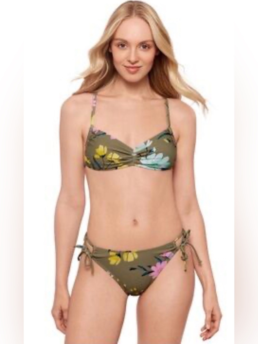 NWT Salt + Cove Women’s Floral Bralette Bikini Top - Sage Green - Size Small